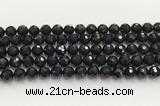 CAA5339 15.5 inches 10mm faceted round black onyx beads wholesale