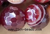 CAA5592 15 inches 10mm faceted round AB-color banded agate beads