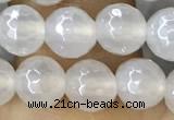 CAA5625 15 inches 6mm faceted round AB-color white agate beads