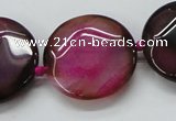CAA563 15.5 inches 30mm faceted flat round dragon veins agate beads