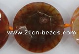 CAA571 15.5 inches 35mm faceted flat round dragon veins agate beads