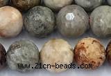CAA5921 15 inches 8mm faceted round chrysanthemum agate beads
