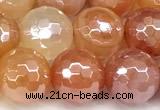 CAA5971 15 inches 10mm faceted round AB-color line agate beads