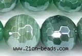 CAA5980 15 inches 12mm faceted round AB-color line agate beads