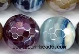 CAA6012 15 inches 12mm faceted round AB-color line agate beads