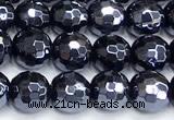 CAA6058 15 inches 6mm faceted round AB-color black agate beads