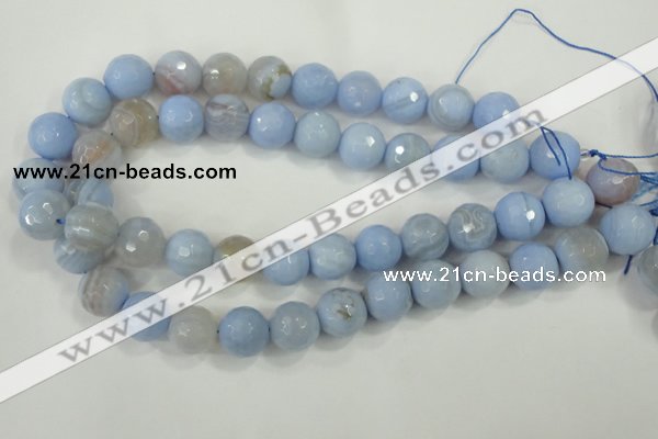 CAA740 15.5 inches 16mm faceted round blue lace agate beads wholesale