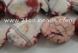 CAA835 15.5 inches 15*20mm twisted oval fire crackle agate beads