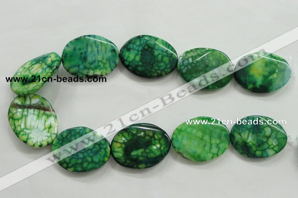 CAA846 15.5 inches 30*40mm twisted oval fire crackle agate beads