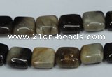 CAA951 15.5 inches 10*10mm square natural fossil wood agate beads