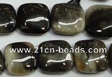 CAA953 15.5 inches 18*18mm square natural fossil wood agate beads