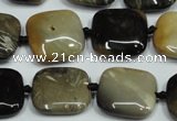CAA954 15.5 inches 20*20mm square natural fossil wood agate beads