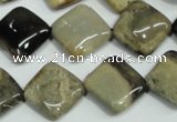 CAA958 15.5 inches 16*16mm diamond natural fossil wood agate beads