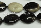 CAA960 15.5 inches 13*18mm oval natural fossil wood agate beads