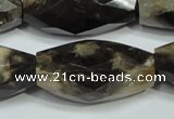 CAA971 16*30mm faceted rice natural fossil wood agate beads
