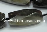CAA973 18*30mm - 18*40mm faceted column natural fossil wood agate beads