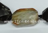 CAA974 18*25mm - 20*32mm faceted twisted rectangle fossil wood agate beads