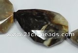 CAA976 25*33mm � 33*45mm faceted & twisted teardrop fossil wood agate beads