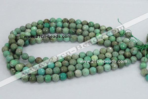 CAB08 15.5 inches 10mm faceted round green grass agate gemstone beads