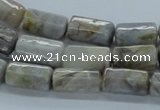CAB134 15.5 inches 8*16mm faceted column bamboo leaf agate beads
