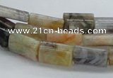CAB136 15.5 inches 10*15mm flat column bamboo leaf agate beads