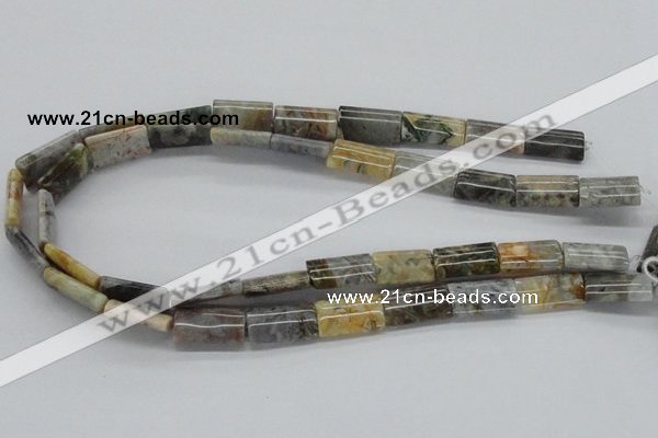 CAB137 15.5 inches 12*20mm flat column bamboo leaf agate beads