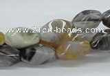 CAB145 15.5 inches 8*16mm twisted rice bamboo leaf agate beads
