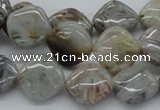 CAB155 15.5 inches 14*14mm diamond bamboo leaf agate beads
