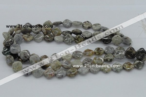 CAB155 15.5 inches 14*14mm diamond bamboo leaf agate beads