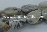 CAB161 15.5 inches 12*18mm flat teardrop bamboo leaf agate beads