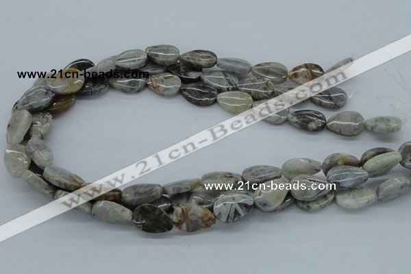 CAB161 15.5 inches 12*18mm flat teardrop bamboo leaf agate beads
