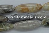 CAB162 15.5 inches 10*20mm horse eye  bamboo leaf agate beads