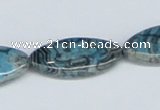 CAB218 15.5 inches 15*30mm horse eye cyan crazy lace agate beads