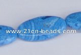 CAB229 15.5 inches 15*30mm oval blue crazy lace agate beads