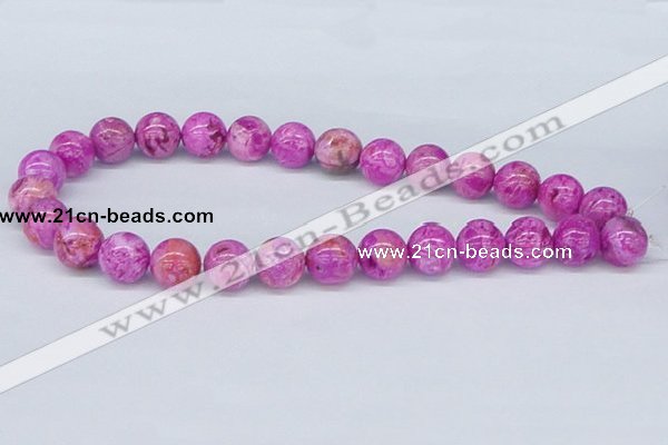 CAB272 15.5 inches 14mm round fuchsia crazy lace agate beads