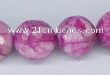 CAB273 15.5 inches 18mm faceted round fuchsia crazy lace agate beads