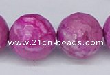 CAB274 15.5 inches 20mm faceted round fuchsia crazy lace agate beads