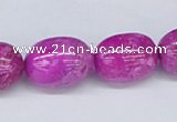 CAB276 15.5 inches 14*18mm egg-shaped fuchsia crazy lace agate beads