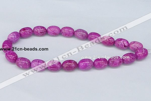 CAB276 15.5 inches 14*18mm egg-shaped fuchsia crazy lace agate beads