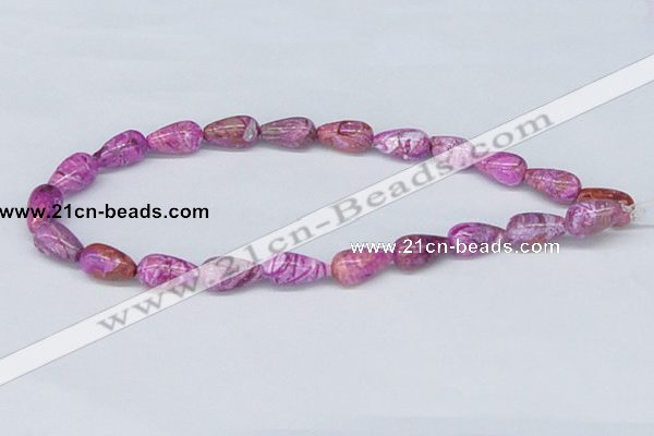 CAB277 15.5 inches 10*18mm teardrop fuchsia crazy lace agate beads
