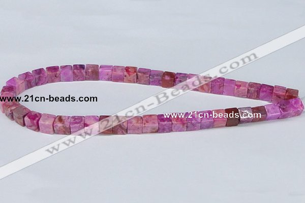 CAB278 15.5 inches 8*8mm cube fuchsia crazy lace agate beads