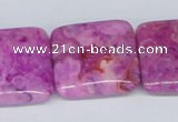 CAB284 15.5 inches 25*25mm square fuchsia crazy lace agate beads