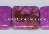 CAB285 15.5 inches 30*30mm square fuchsia crazy lace agate beads
