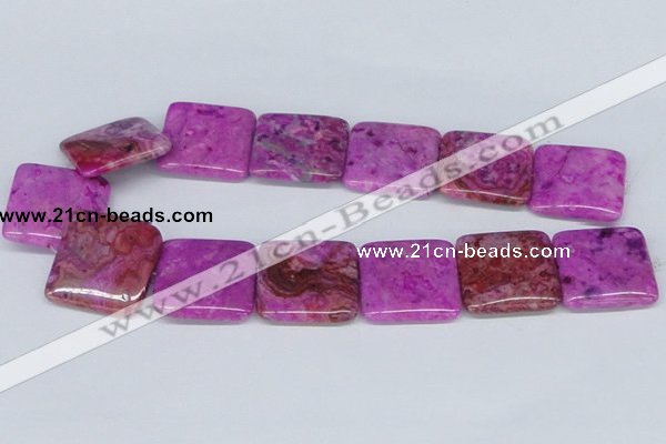 CAB285 15.5 inches 30*30mm square fuchsia crazy lace agate beads