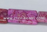 CAB288 15.5 inches 25*35mm rectangle fuchsia crazy lace agate beads
