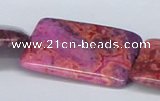 CAB289 15.5 inches 30*40mm rectangle fuchsia crazy lace agate beads