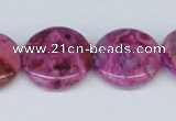 CAB292 15.5 inches 20mm flat round fuchsia crazy lace agate beads