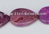 CAB304 15.5 inches 22*30mm flat teardrop fuchsia crazy lace agate beads