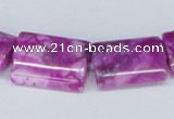 CAB310 15.5 inches 15*20mm rectangle fuchsia crazy lace agate beads
