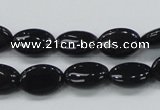 CAB318 15.5 inches 8*12mm oval black agate gemstone beads wholesale